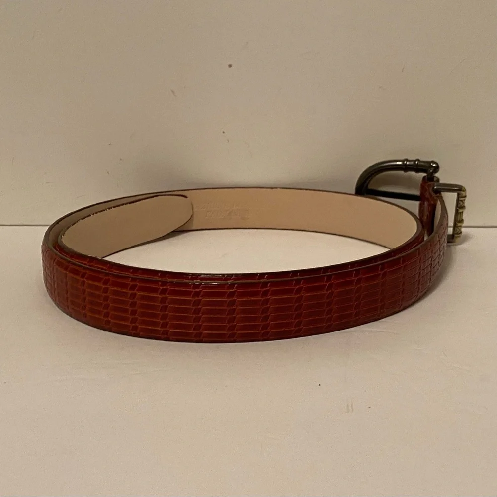 TALBOTS BELT BROWN CROC LOOK LEATHER SIZE L